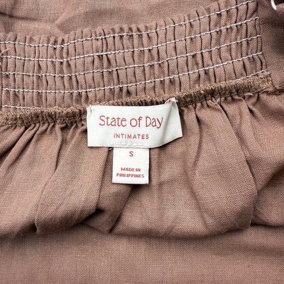 State of Day Linen Blend Sleeveless Pajamas Set Natural Umber Brown S - Picture 6 of 11